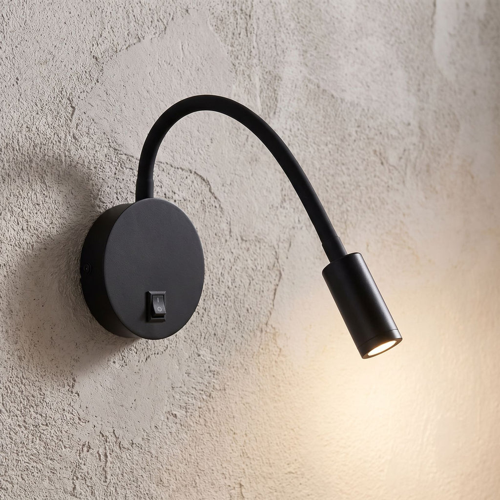 360-Degree Adjustable Silicone LED Wall Light, close view at 45 degrees on a plaster wall