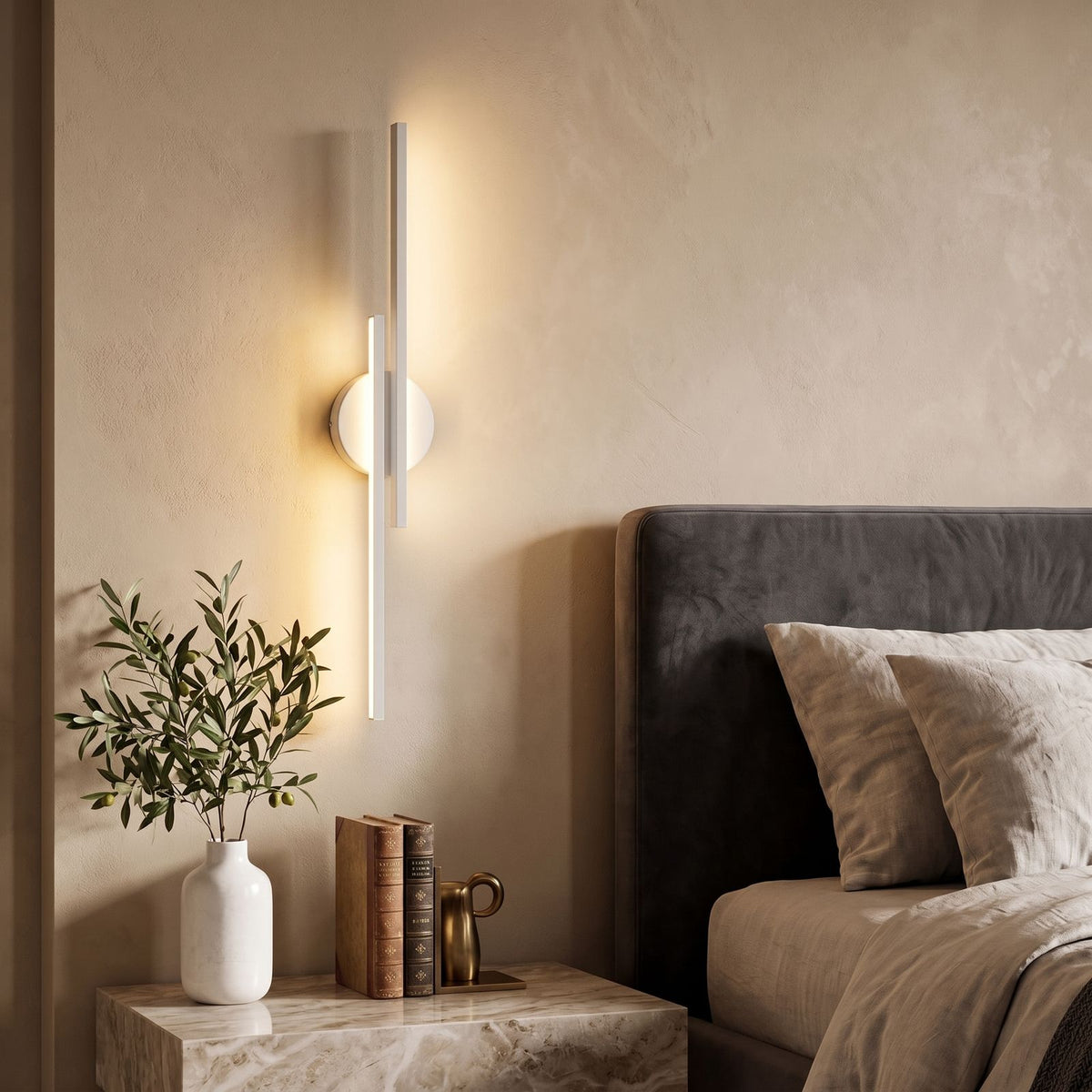 Adjustable Bar and Disc LED Wall Sconce in White