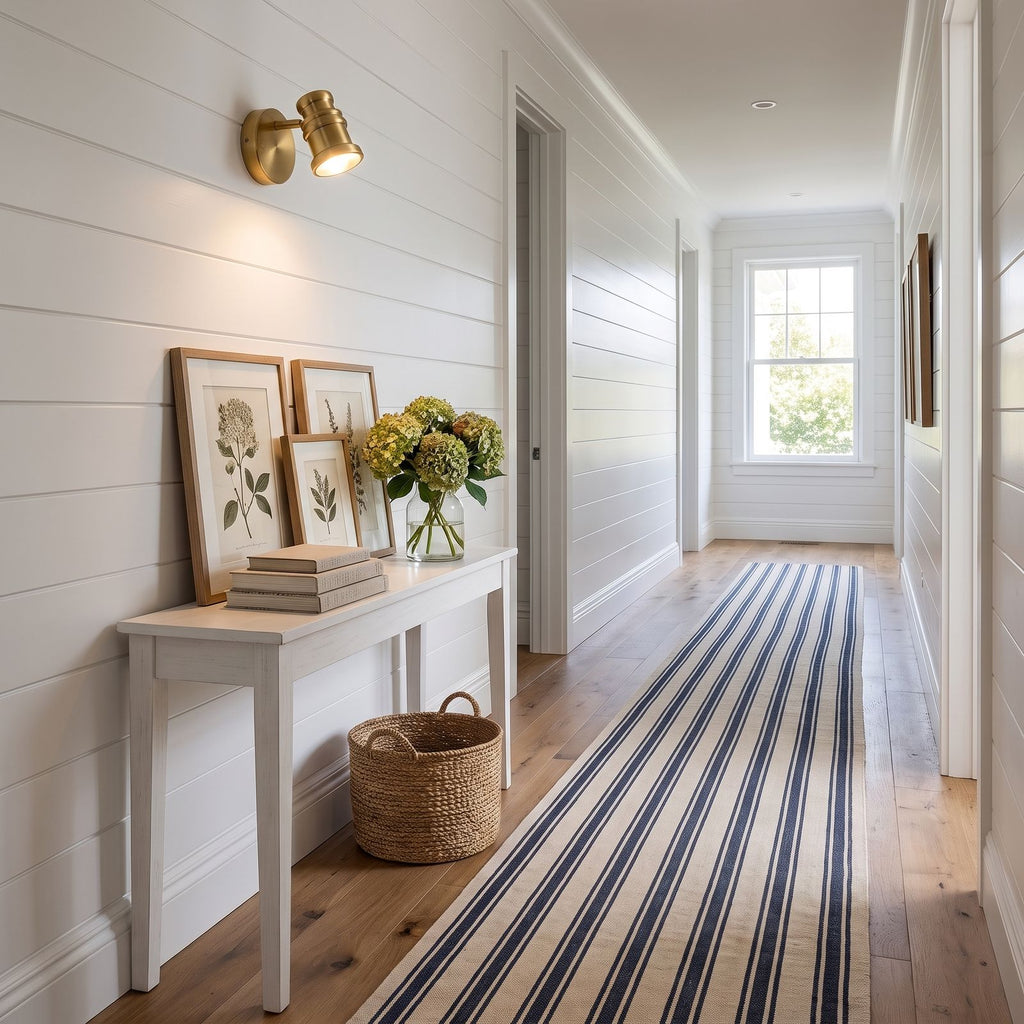 Adjustable Brass Spotlight Dimmable LED Wall Light in a hallway