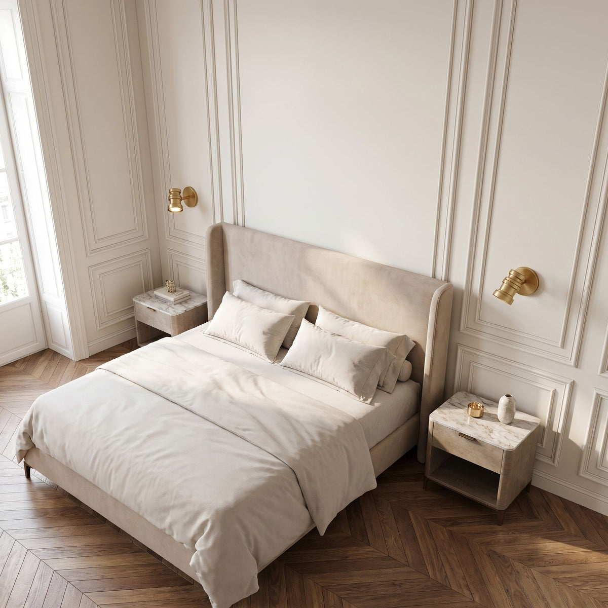 Adjustable Brass Spotlight Dimmable LED Wall Light: a pair either side of a bed