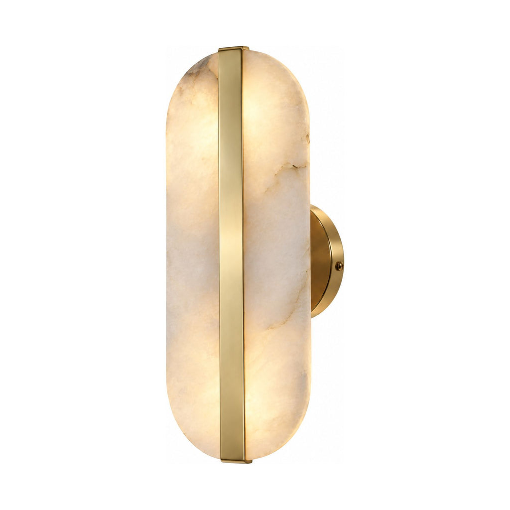Alabaster and Brass Wall Sconce on a white background