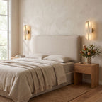 Alabaster and Brass Wall Sconce in a pair on a wall of an Australian home