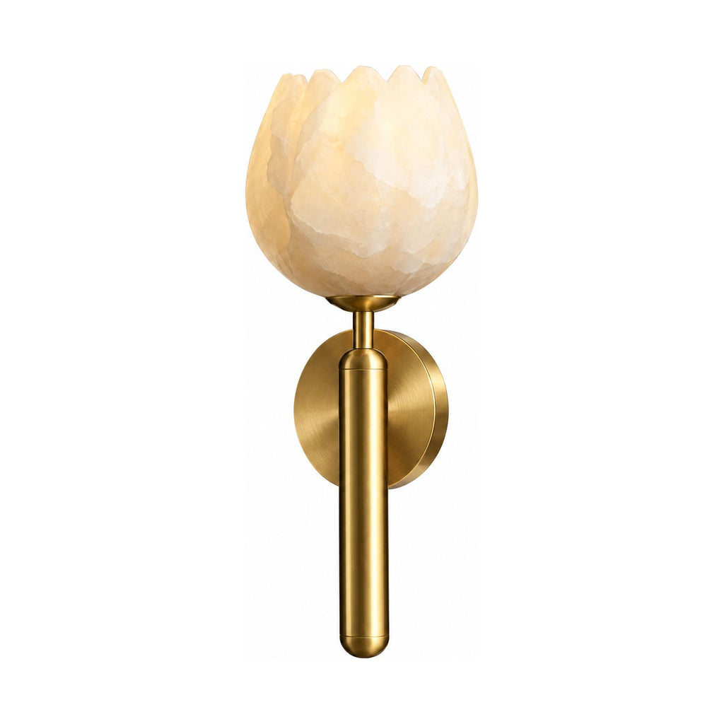 Marble Flower Petal Brass Wall Sconce on a white background