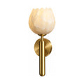 Marble Flower Petal Brass Wall Sconce on a white background
