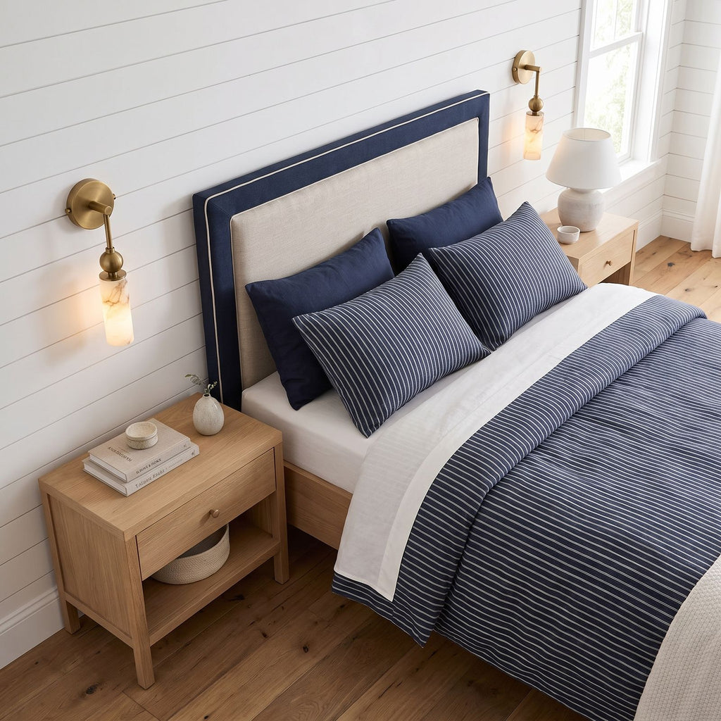 Alabaster-Look Glass Cylinder Drop Wall Light: a pair either side of a bed