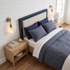 Alabaster-Look Glass Cylinder Drop Wall Light: a pair either side of a bed