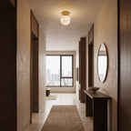 Alabaster Marble Globe Flush Mount Ceiling Light in a hallway