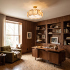 Alabaster Petal Copper Semi-Flush Ceiling Light in a home office