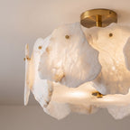 Alabaster Petal Copper Semi-Flush Ceiling Light: close-up of the materials and finish