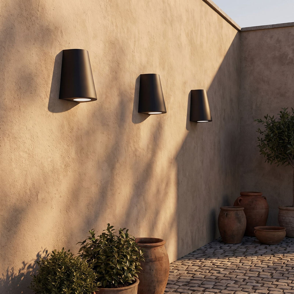 Aluminium COB LED Outdoor Wall Light in a pair on the facade of an Australian home