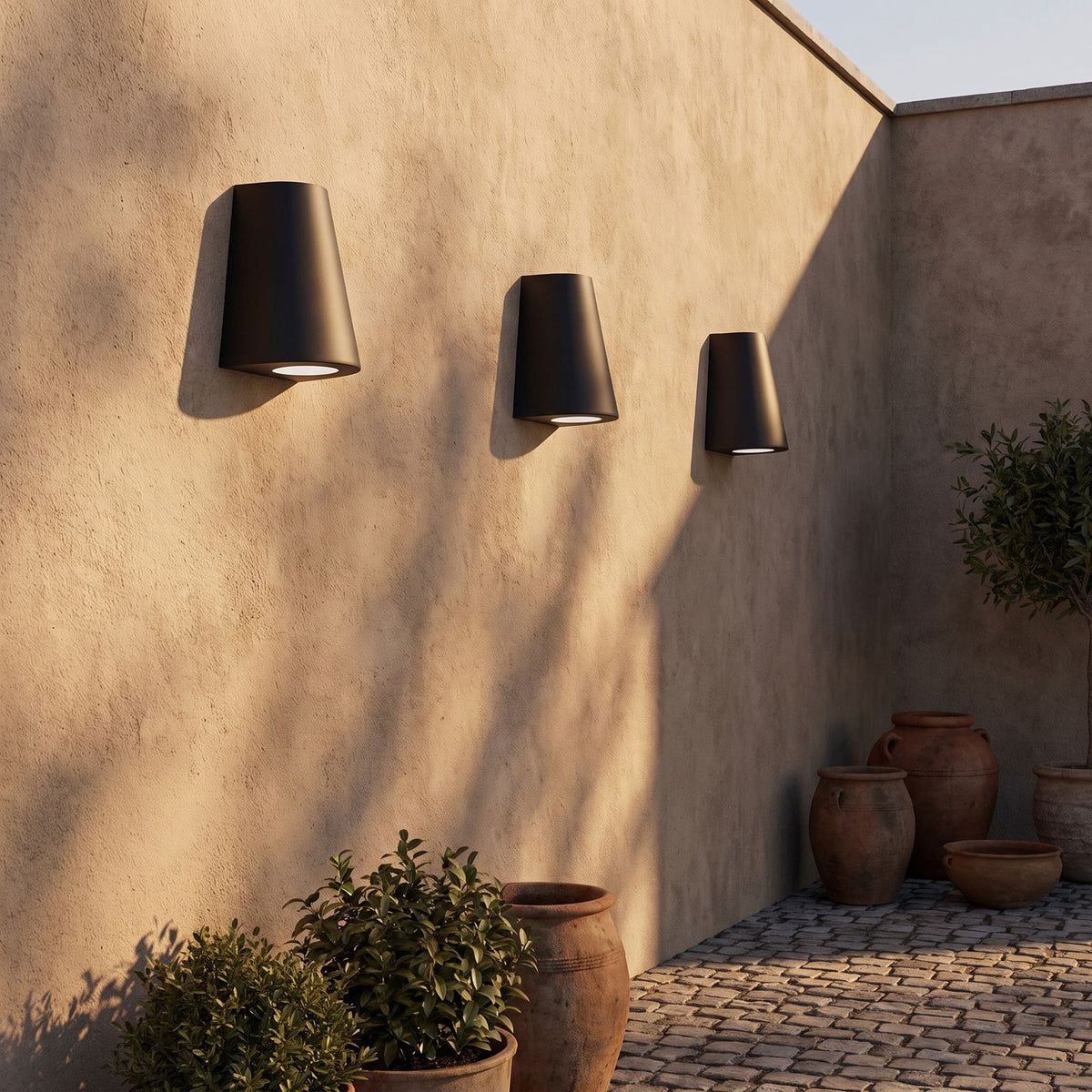 Aluminium COB LED Outdoor Wall Light in a pair on the facade of an Australian home