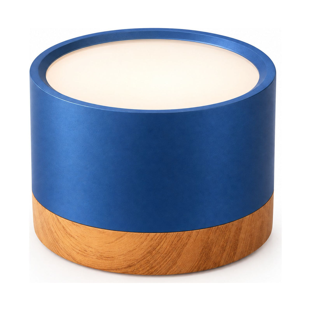 Aluminium Cylinder LED Spotlight Ceiling Light in blue on a white background
