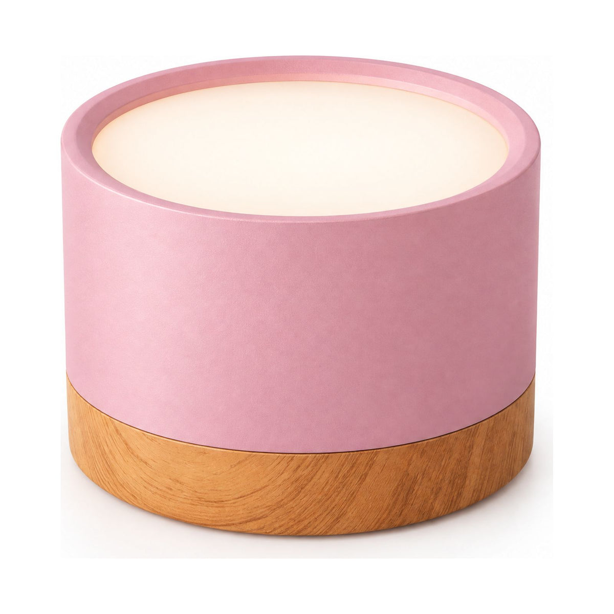 Aluminium Cylinder LED Spotlight Ceiling Light in pink on a white background