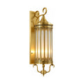 Arabian Style Brass and Glass Outdoor Wall Lantern on a white background