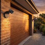 Arched Metal and Acrylic Outdoor Wall Light in a pair on the facade of an Australian home
