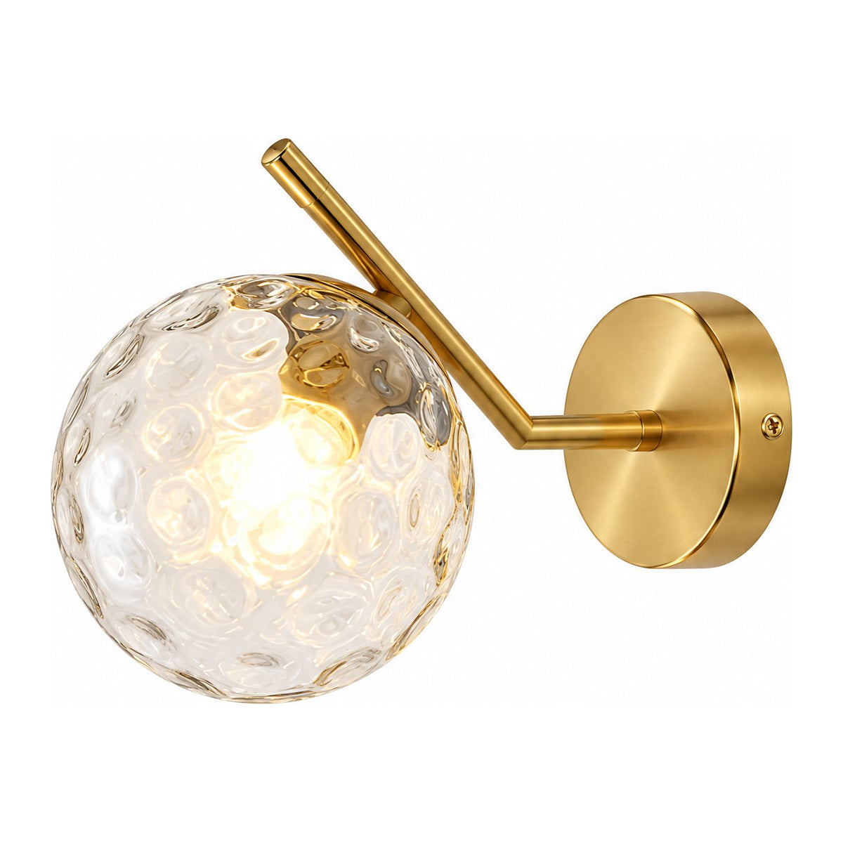 Art Deco Glass Ball Up Down Wall Sconce in Gold on a white background