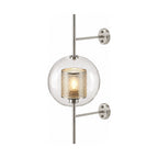 Art Deco Metal Rod and Clear Glass Up Down Wall Light on a white background
