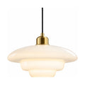 Art Deco Tiered Glass and Brass Pendant Light on a white background