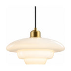 Art Deco Tiered Glass and Brass Pendant Light on a white background
