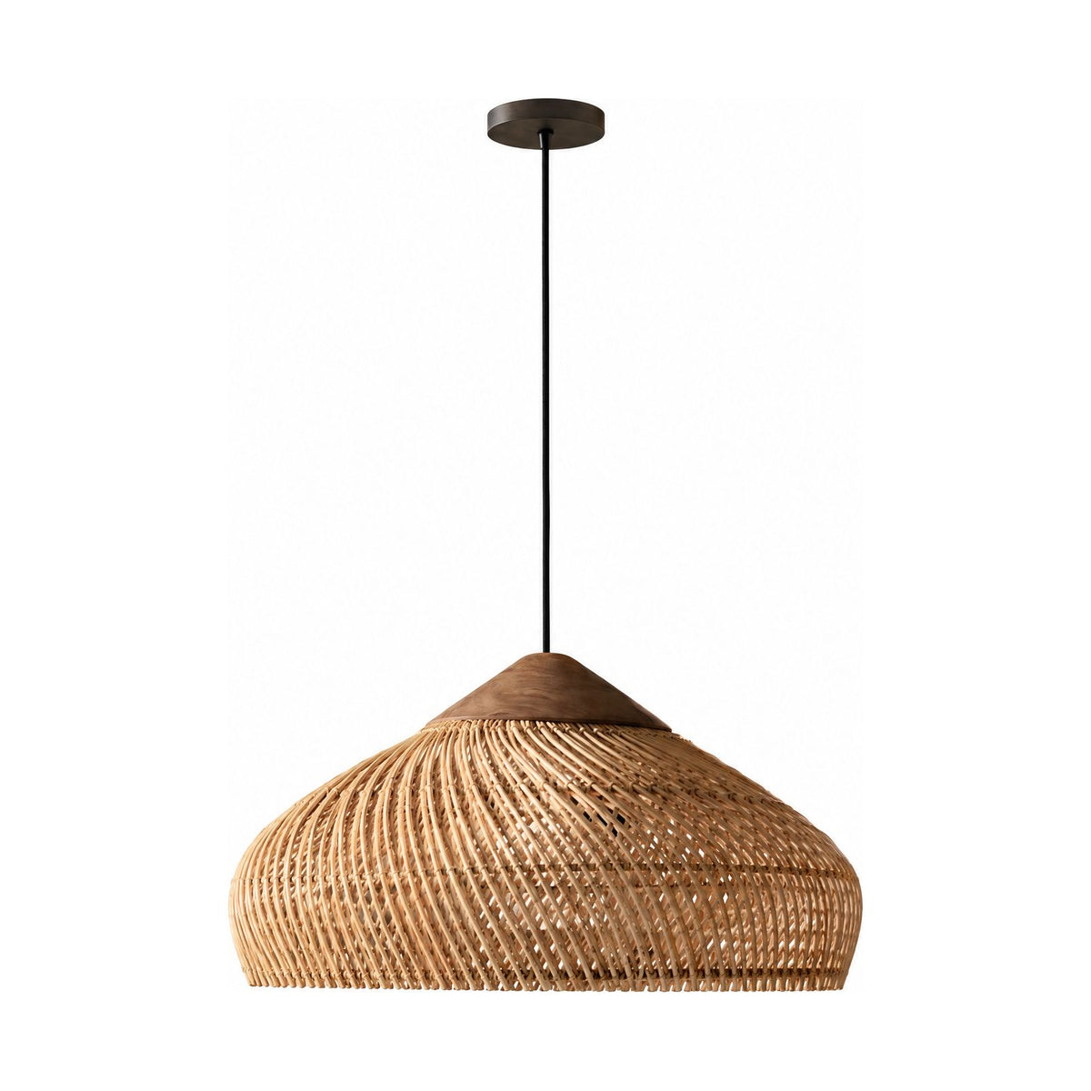 Bamboo Rattan Dome Pendant Light on a white background