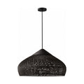 Bamboo Rattan Dome Pendant Light in black rattan on a white background