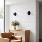 Bauhaus Retro Iron Wall Light in a pair on a wall of an Australian home