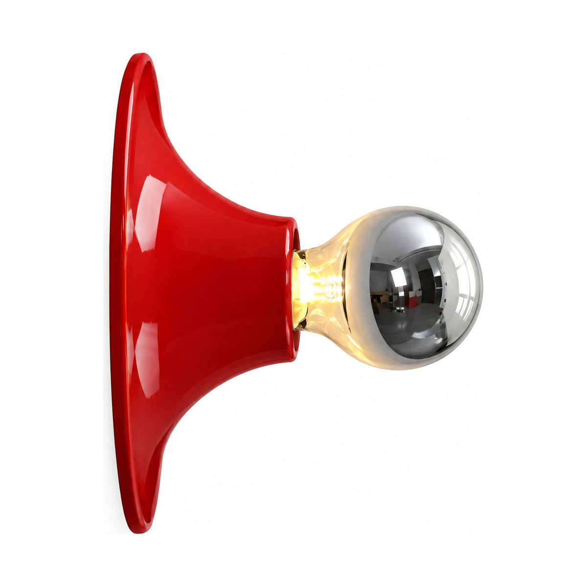 Bauhaus Retro Iron Wall Light in Red on a white background