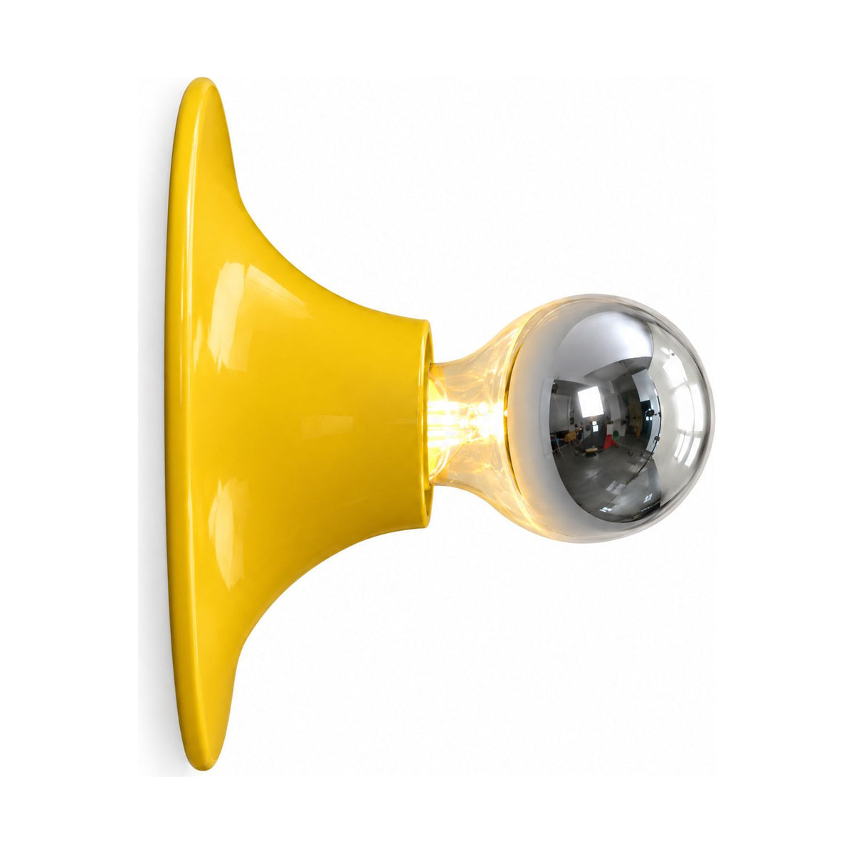 Bauhaus Retro Iron Wall Light in Yellow on a white background