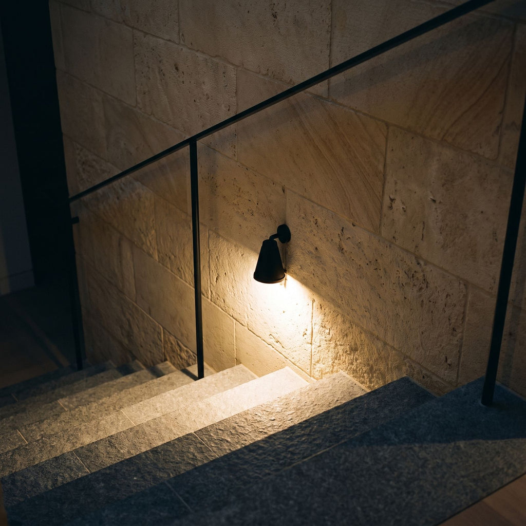 Bell Shade Aluminium Outdoor Wall Light lighting outdoor stone steps at night
