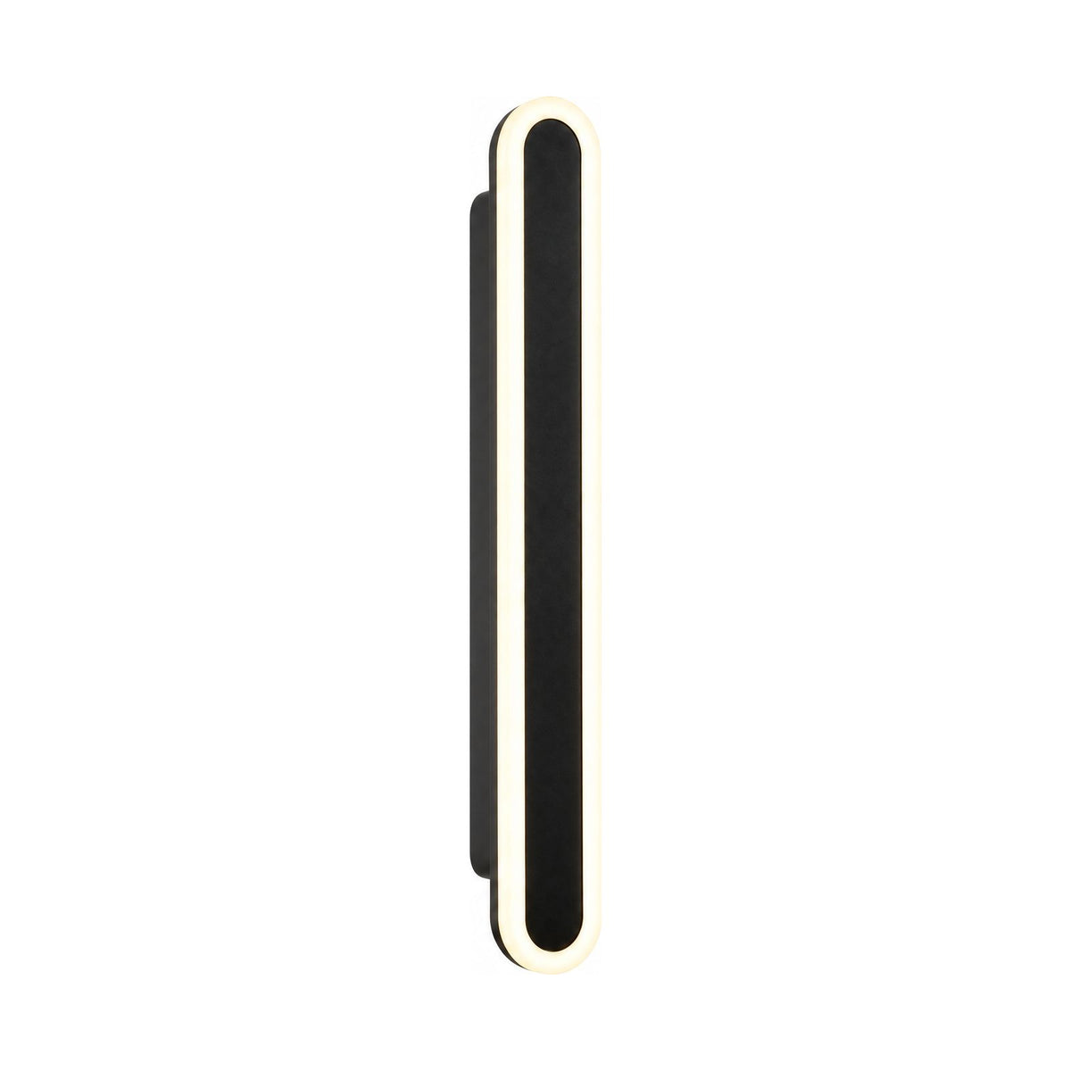 Black Oval Linear LED Outdoor Wall Light on a white background