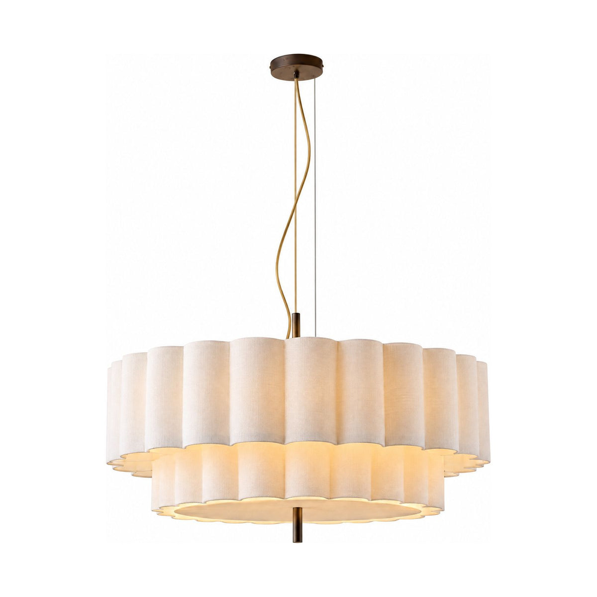 Boho Knitted Fabric Ripple Pendant Light on a white background