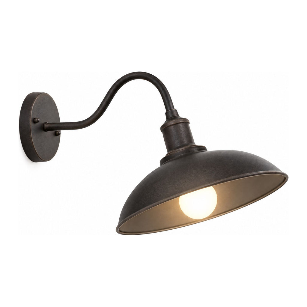 Bowl Shade Gooseneck Outdoor Wall Light on a white background
