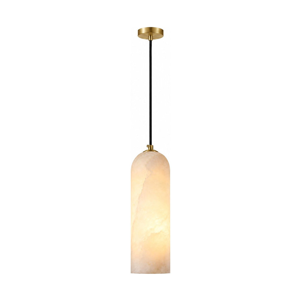 Brass and Alabaster Capsule Pendant Light on a white background