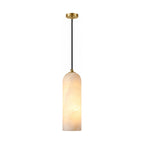 Brass and Alabaster Capsule Pendant Light on a white background