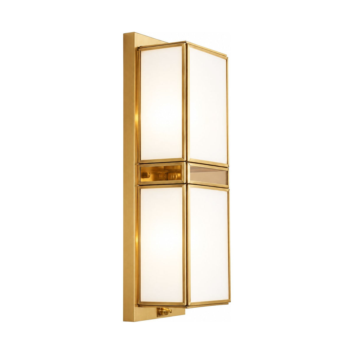 Brass and White Glass Outdoor Wall Light on a white background