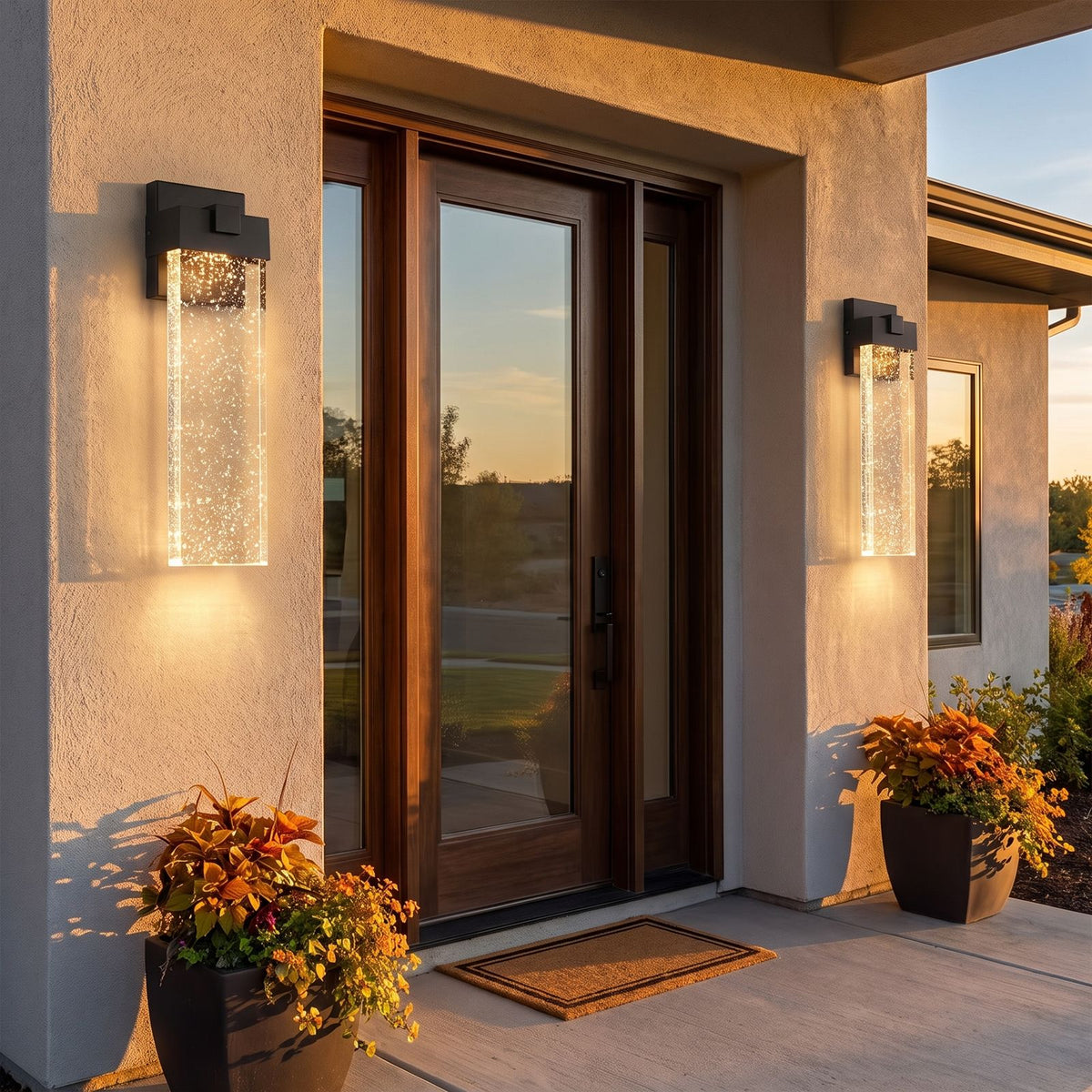 Bubble Acrylic Column Outdoor Wall Light in a pair on the facade of an Australian home