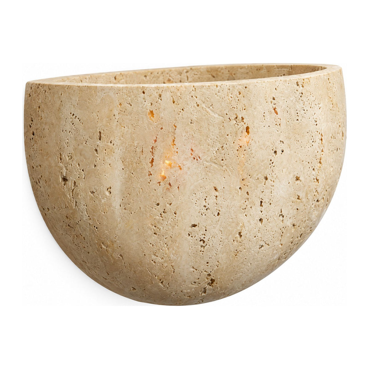 Carved Yellow Travertine Bedside Wall Light on a white background