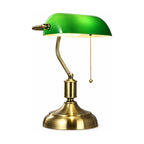 Classic Bankers Glass Shade Table Lamp on a white background