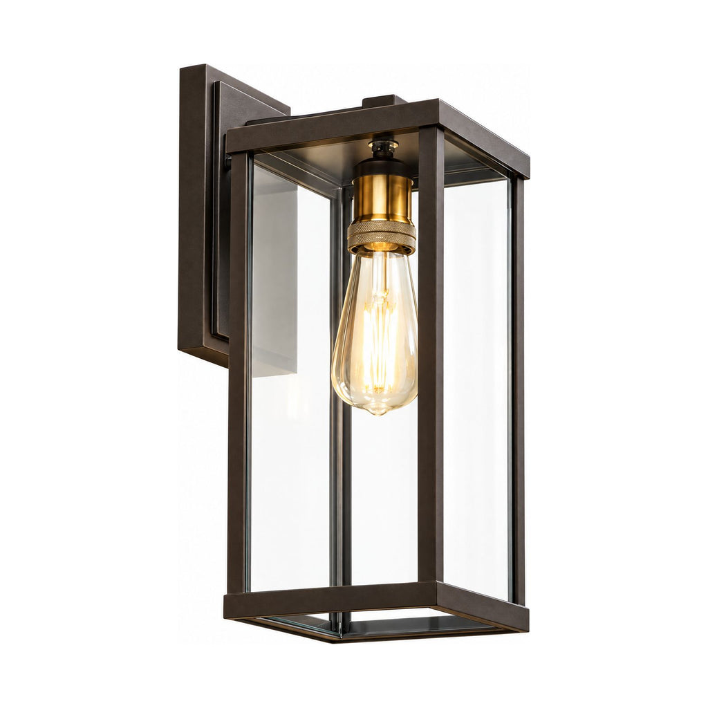 Clear Glass Lantern Outdoor Wall Light on a white background