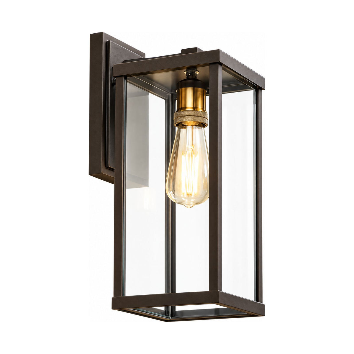 Clear Glass Lantern Outdoor Wall Light on a white background