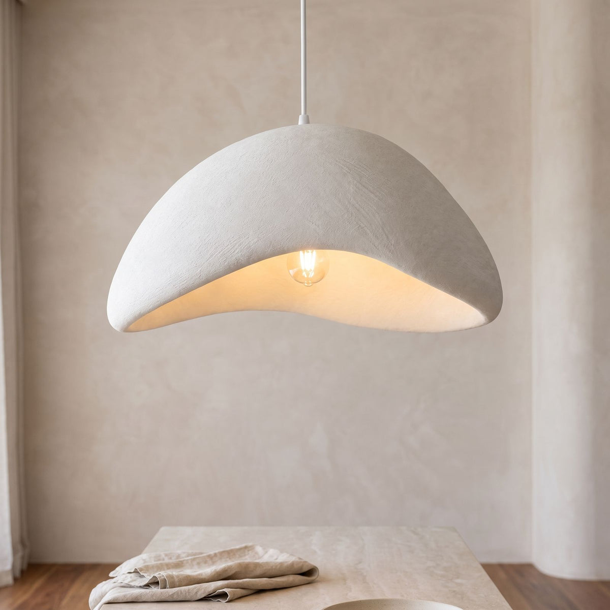 Cloud Shaped Japandi Pendant Light, close view from below