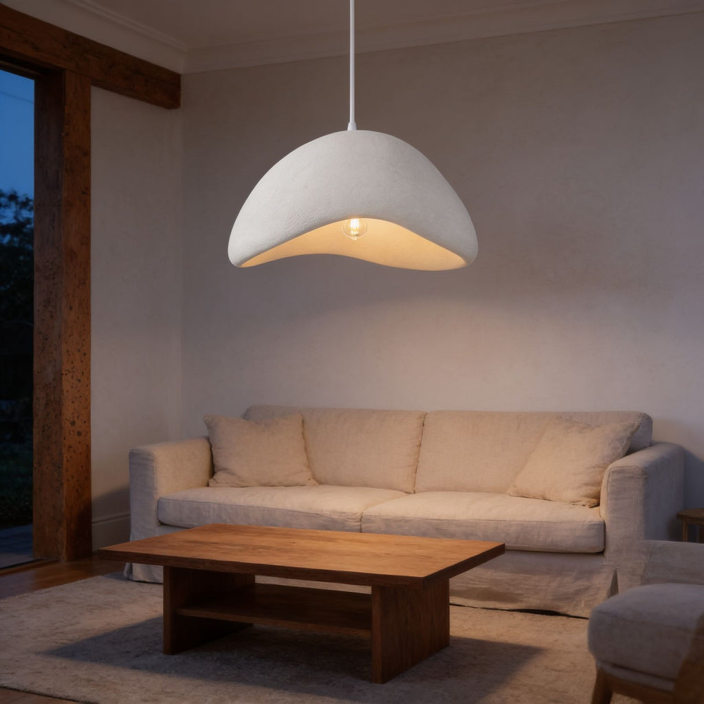 Cloud Shaped Japandi Pendant Light above a round table in a breakfast nook