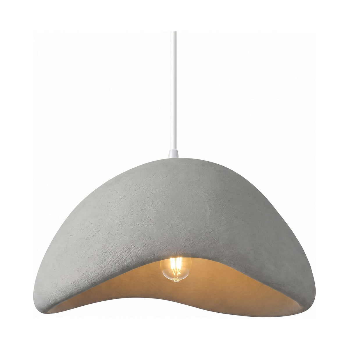 Cloud Shaped Japandi Pendant Light in grey on a white background