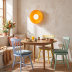 Coloured Glass Dish Opal Globe Wall and Ceiling Light on a dining room wall