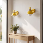Coloured Matte Iron Cylinder Wall Light in a pair on a wall of an Australian home
