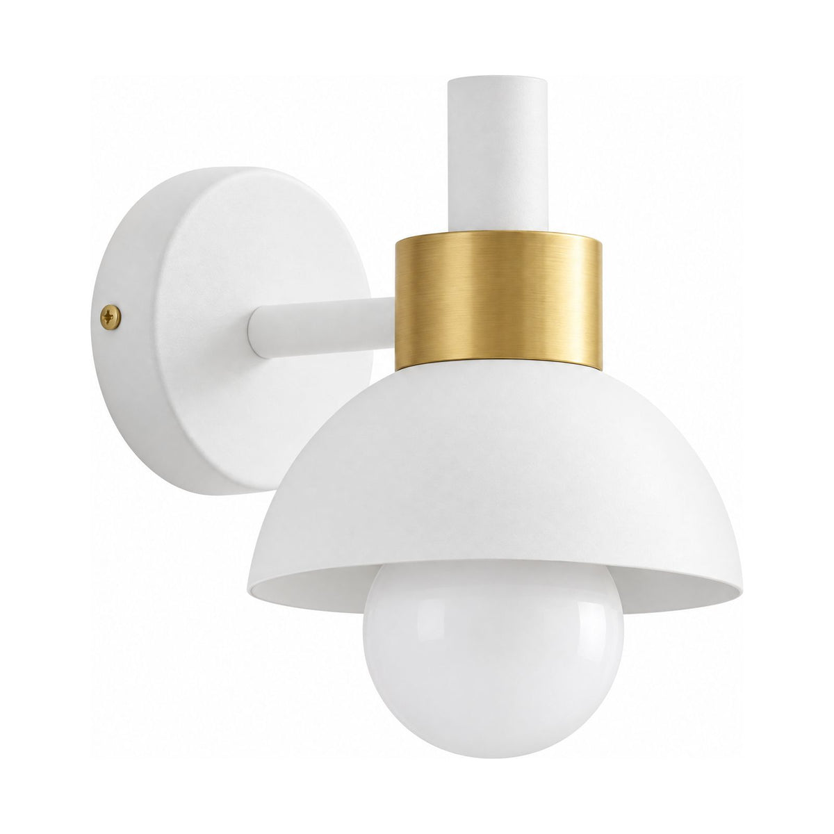 Coloured Matte Iron Cylinder Wall Light in White on a white background