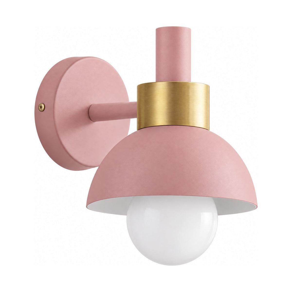 Coloured Matte Iron Cylinder Wall Light in Rose on a white background