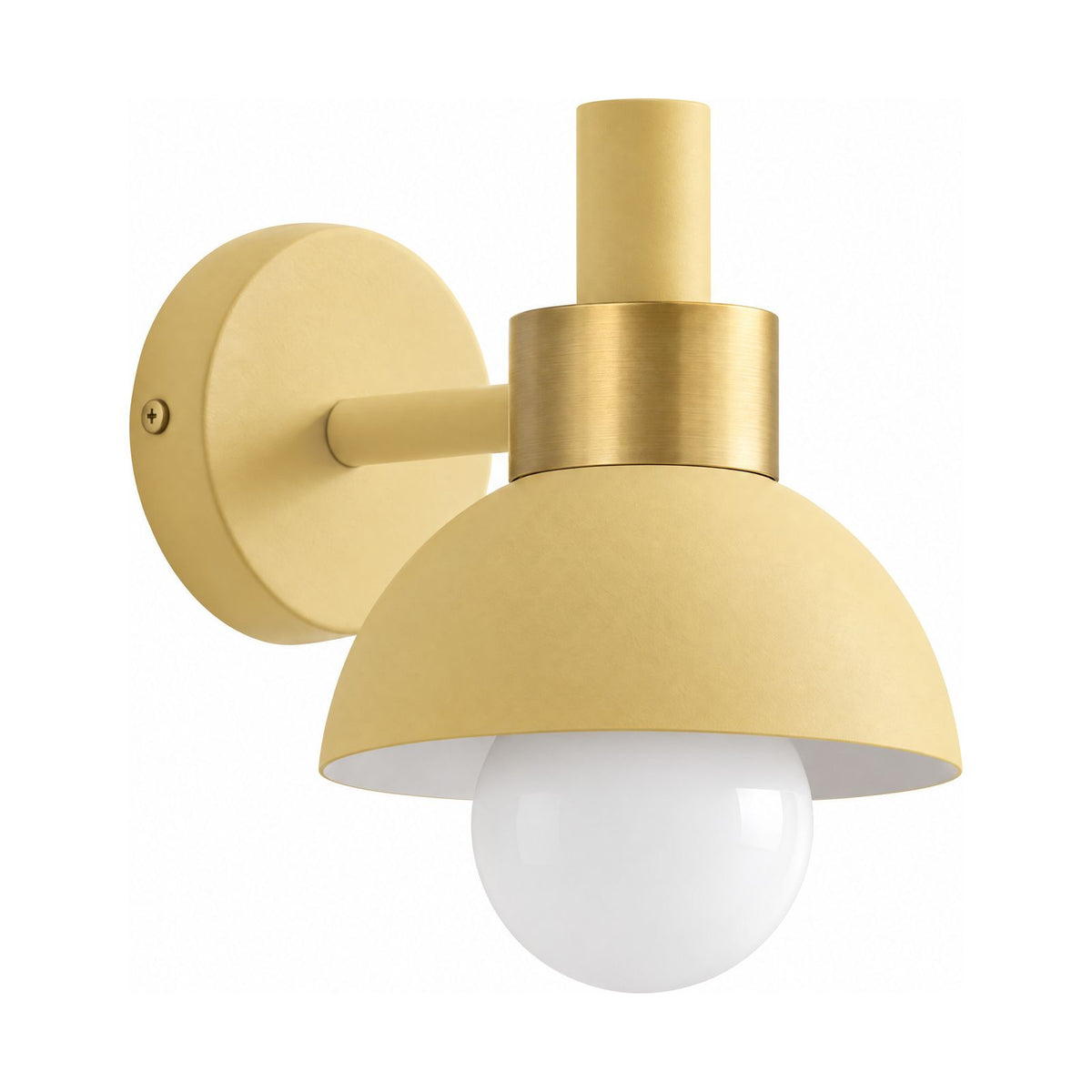 Coloured Matte Iron Cylinder Wall Light in Sand Yellow on a white background