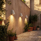 Compact Aluminium LED Outdoor Wall Light in a pair on the facade of an Australian home