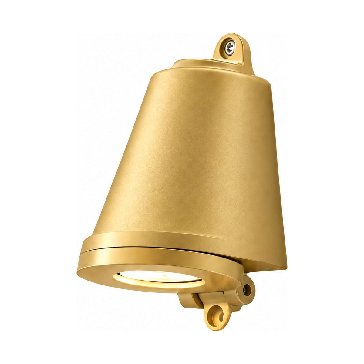 Compact Aluminium LED Outdoor Wall Light in Gold on a white background